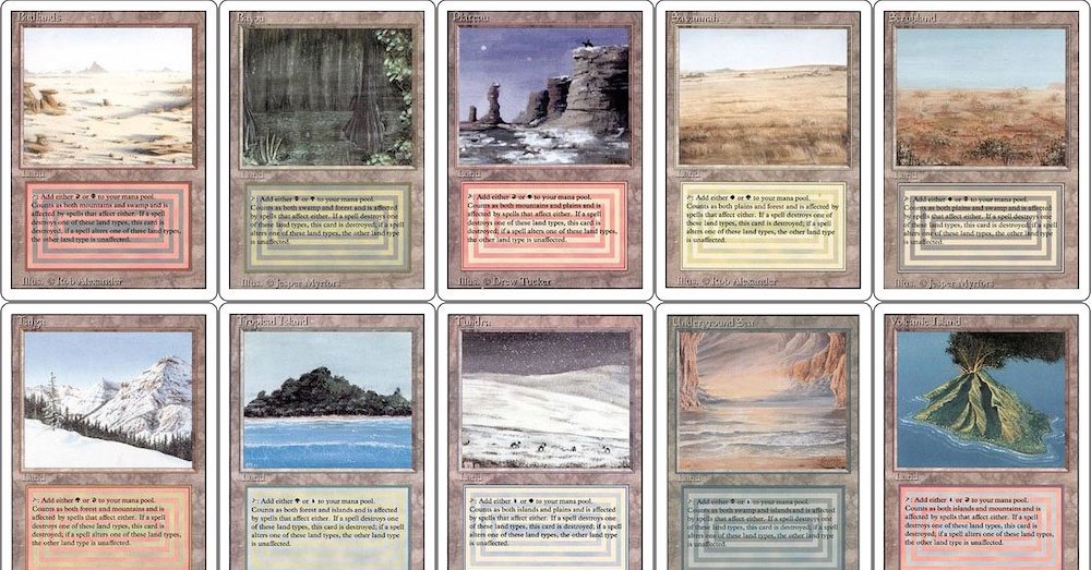 mtg dual cards spell and land Dual Land Set from Vintage Masters Magic the Gathering Proxy