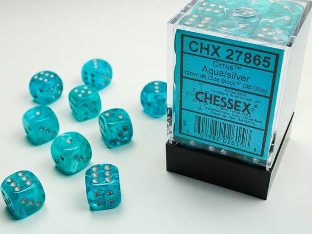 CirrusÂ® 12mm d6 Aqua/Silver Dice Blockâ„¢ (36 Dice) Accessories Asmodee