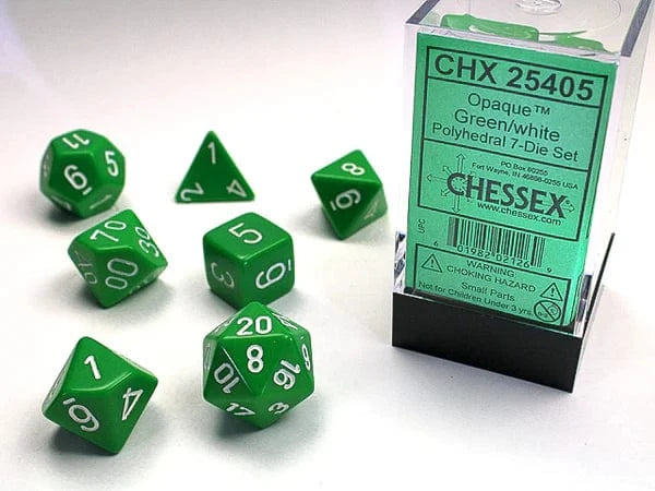 Opaque Green/White 7-Die Set Accessories Asmodee