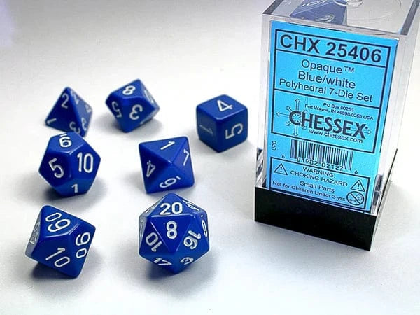 Opaque Blue/White 7-Die Set Accessories Asmodee