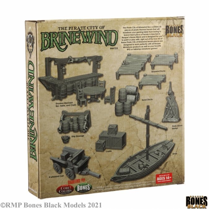 Bones Black: Pirate City of Brinewind Terrain Set Model Kit Reaper Miniatures