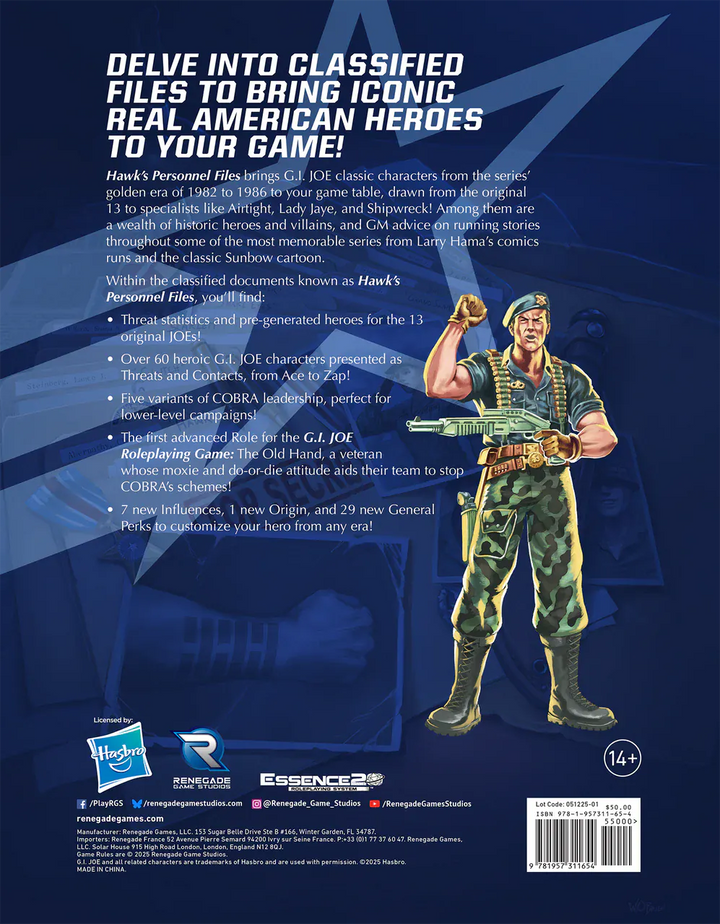 G.I. JOE: RPG - Hawk's Personnel Files Sourcebook Role Playing Games Alliance Games Distribution