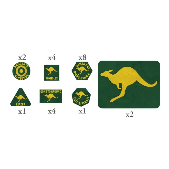 Australian Mid War Tokens (x20) and Objectives (x2) Flames of War Accessories Battlefront Miniatures