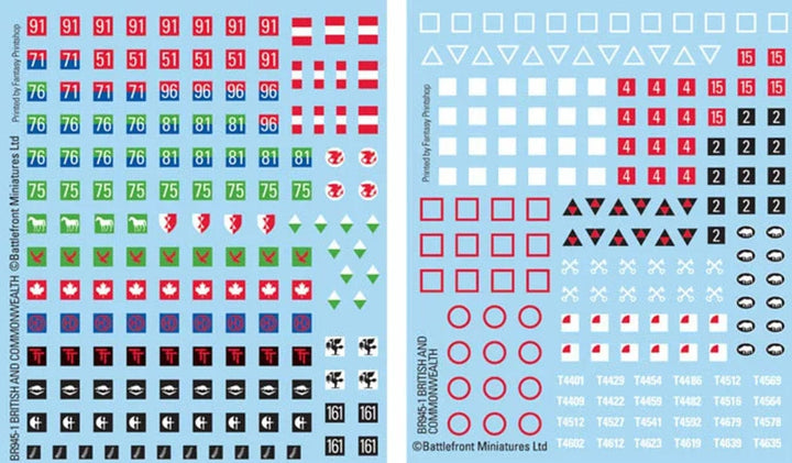 British and Commonwealth Decals Early War Flames of War Accessories Battlefront Miniatures