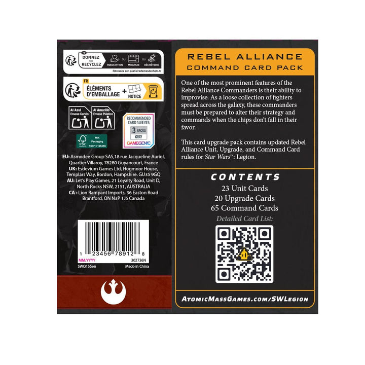 Star Wars: Legion - Rebel Alliance Command Card Pack Accessories Asmodee