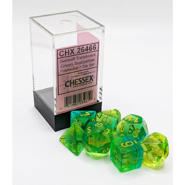 Gemini® Polyhedral Translucent Green-Teal/yellow 7-Die Set Accessories Asmodee