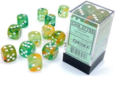 Nebula® 16mm d6 Spring/white Luminary™ Dice Block™ (12 dice) Accessories Asmodee