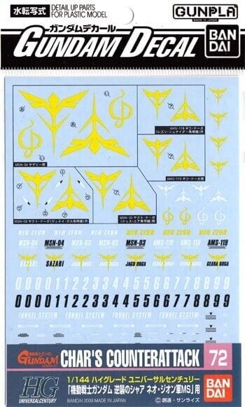 Gundam Decal #72 Char's Counterattack ZEON Ver. Accessories Bandai Namco